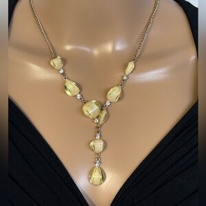 Elegance Gold-Tone Champagne Glass Drop Necklace Rhinestone Y-Necklace